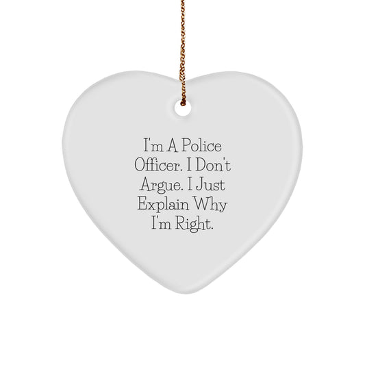 Funny Police Officer Gifts from Men to Police Officers Heart Ornament Christmas Unique Presents for Police Officers - Image 1