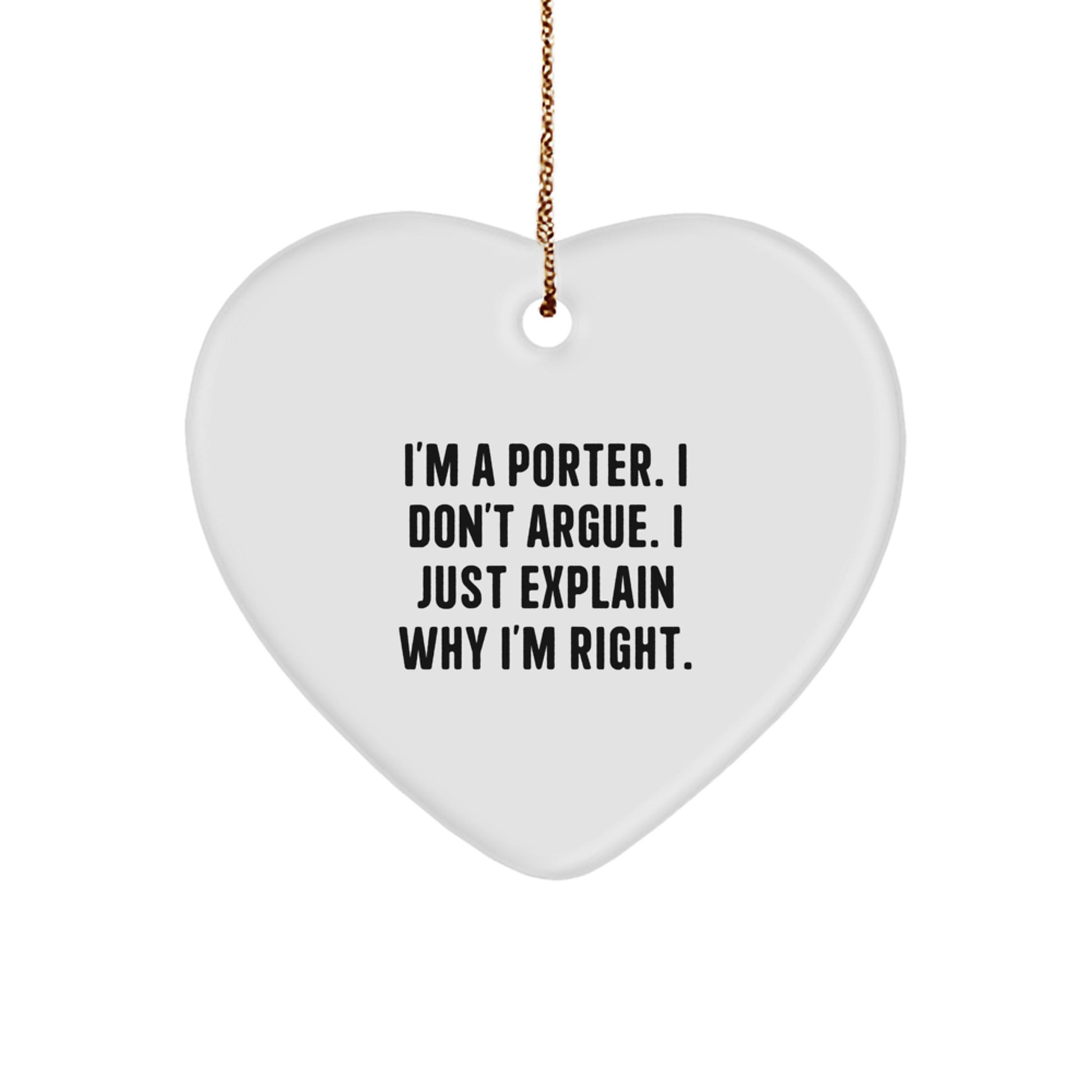 Funny Porter Heart Ornament Gifts from Men Women Friends for Christmas Unique Gifts - Image 1