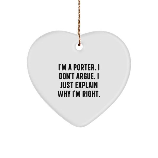 Funny Porter Heart Ornament Gifts from Men Women Friends for Christmas Unique Gifts - Image 1