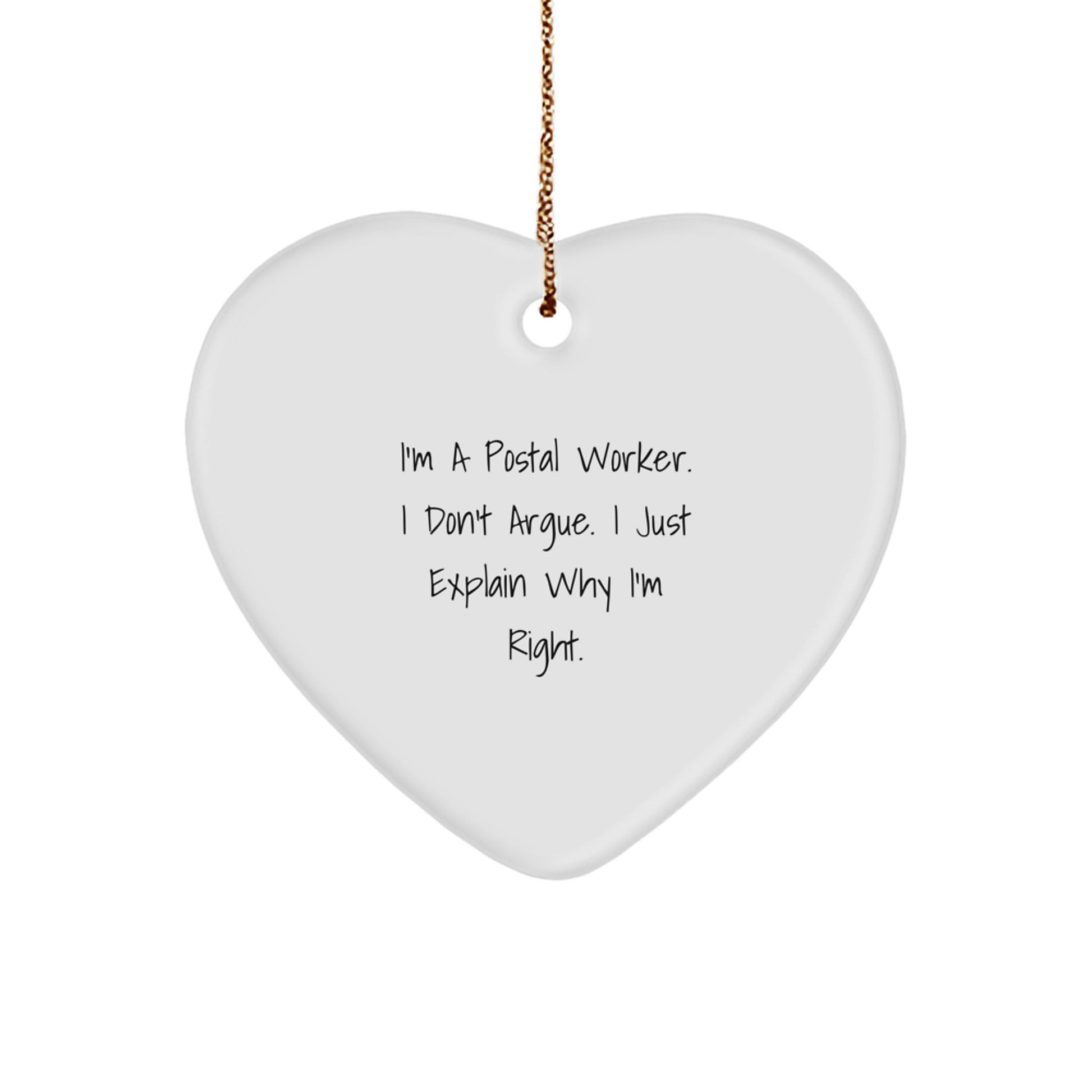 Funny Postal Worker Heart Ornament, Gifts for Postal Workers from Friends, Christmas Unique Gifts - Image 1
