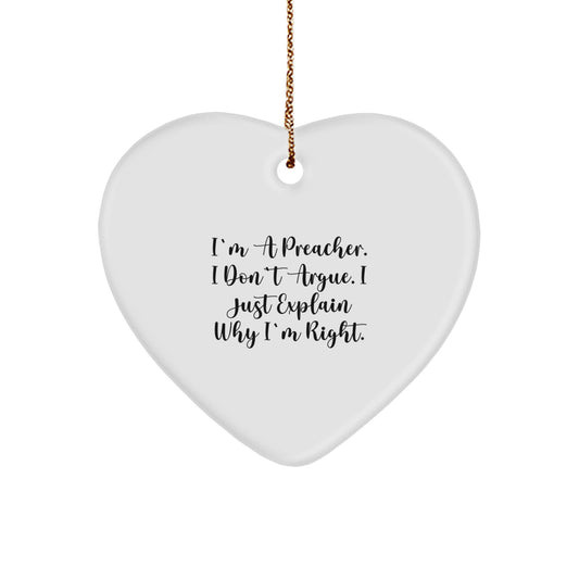Humorous Preacher Heart Ornament for Roommates Memento Christmas Gift - Image 1