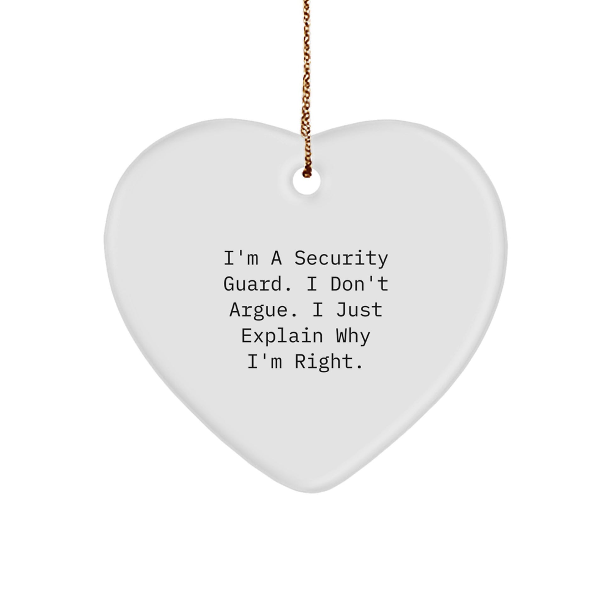 Funny Security Guard Gift from Friends - Heart Ornament for Security Guard, Inspirational Christmas Unique Gifts for Security Guard Men - Image 1