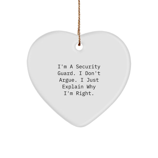 Funny Security Guard Gift from Friends - Heart Ornament for Security Guard, Inspirational Christmas Unique Gifts for Security Guard Men - Image 1