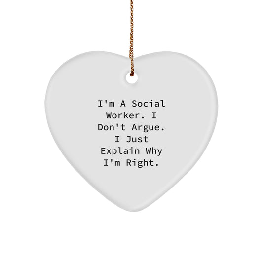 Funny Social Worker Heart Ornament Gifts from Friends, Family, or Coworkers for Social Workers - Image 1