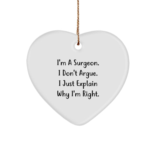 Funny Surgeon Gifts from Men to Friends - Heart Ornament for Surgeons with Christmas Unique Gifts - Image 1