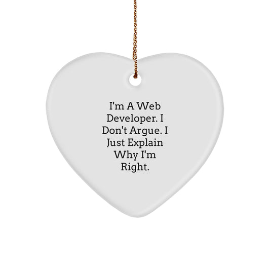 Funny Web Developer Gifts from Friends for Men - I'm Right Heart Ornament, Christmas Unique Gifts, Web Developer Humor - Image 1