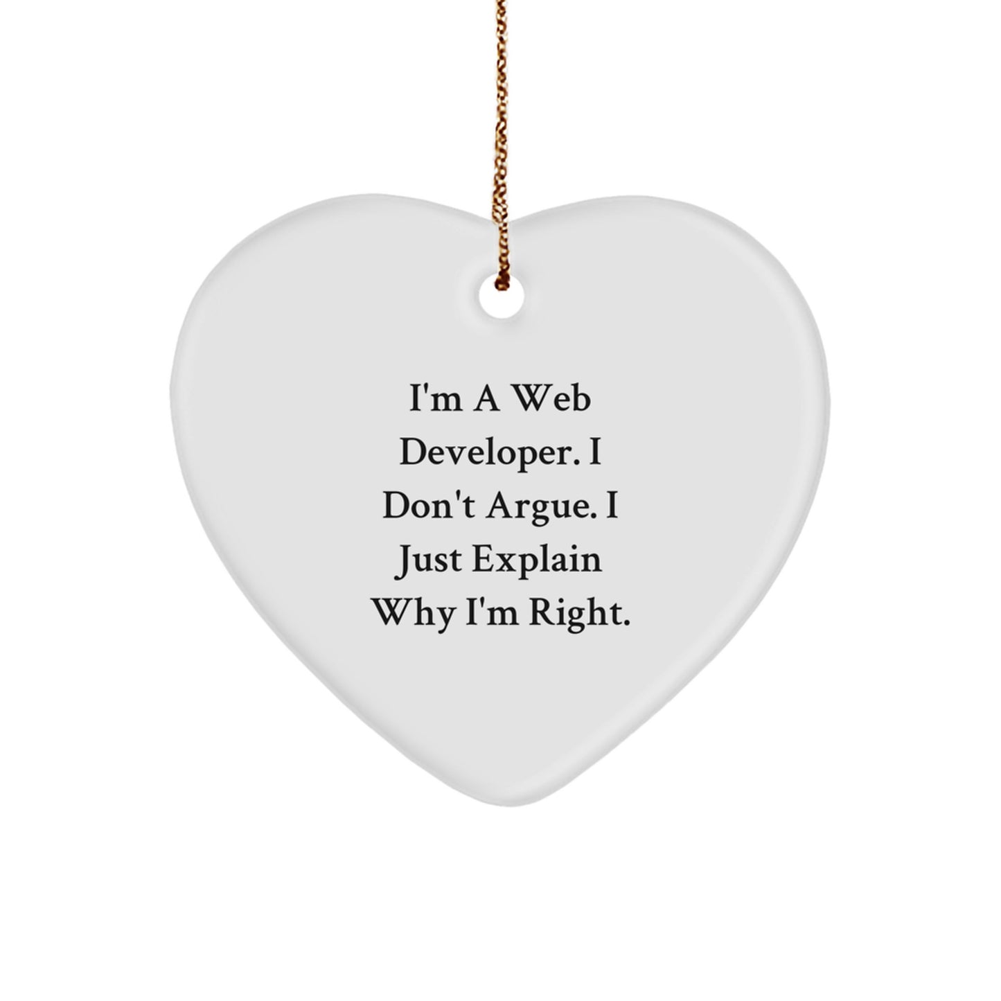 Funny Web Developer Heart Ornament for Him, Gifts from Men, for Christmas Unique Gifts - Image 1