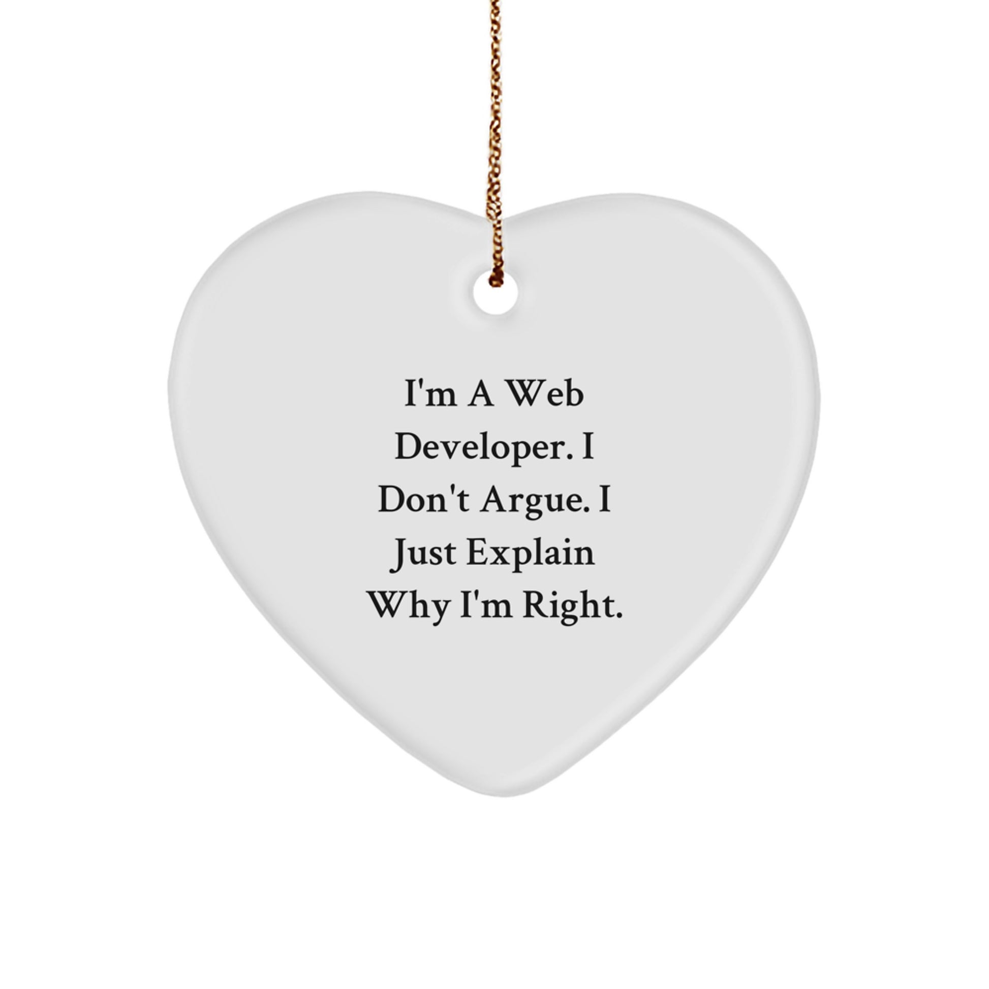 Funny Web Developer Heart Ornament for Him, Gifts from Men, for Christmas Unique Gifts - Image 1