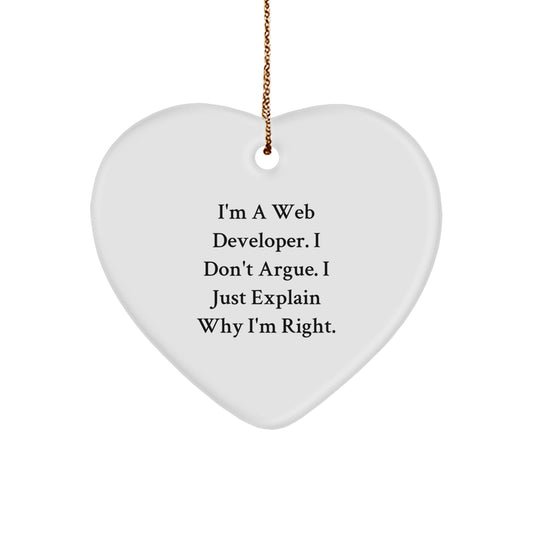 Funny Web Developer Heart Ornament for Him, Gifts from Men, for Christmas Unique Gifts - Image 1