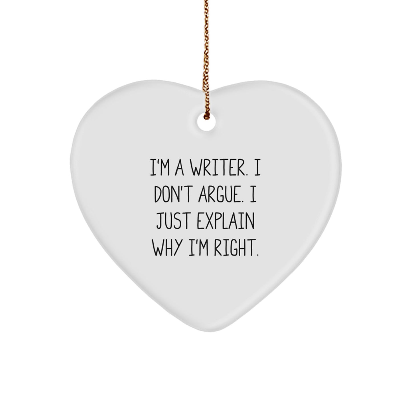Funny Writer Heart Ornament Gifts for Christmas Unique Presents from Family or Friends for Writer - Image 1