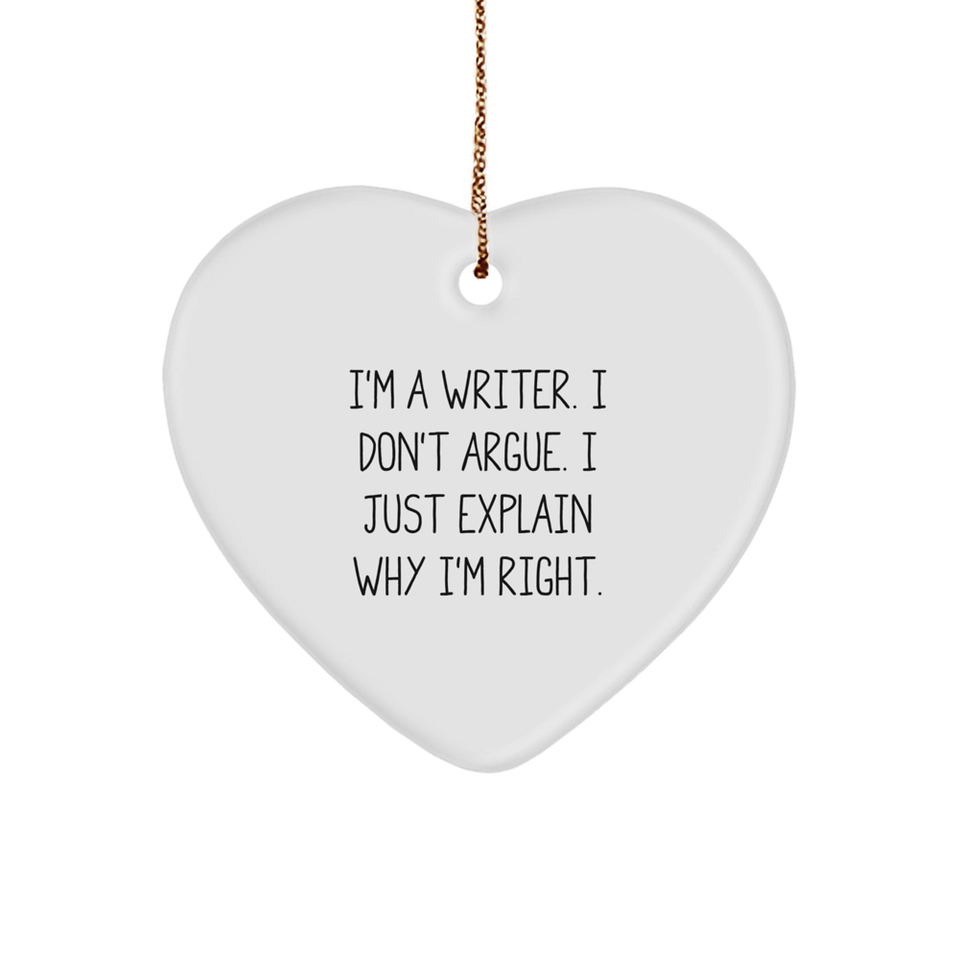Funny Writer Heart Ornament Gifts for Christmas Unique Presents from Family or Friends for Writer - Image 1