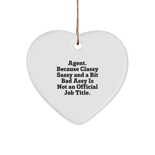 Funny Agent Heart Ornament, Gifts from Coworkers, Agent Men Gifts for Christmas Unique - Image 1