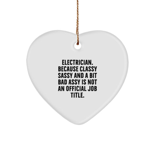 Funny Electrician Gifts from Friends, Unique Heart Ornament for Electrician Men, Christmas Unique Gifts - Image 1