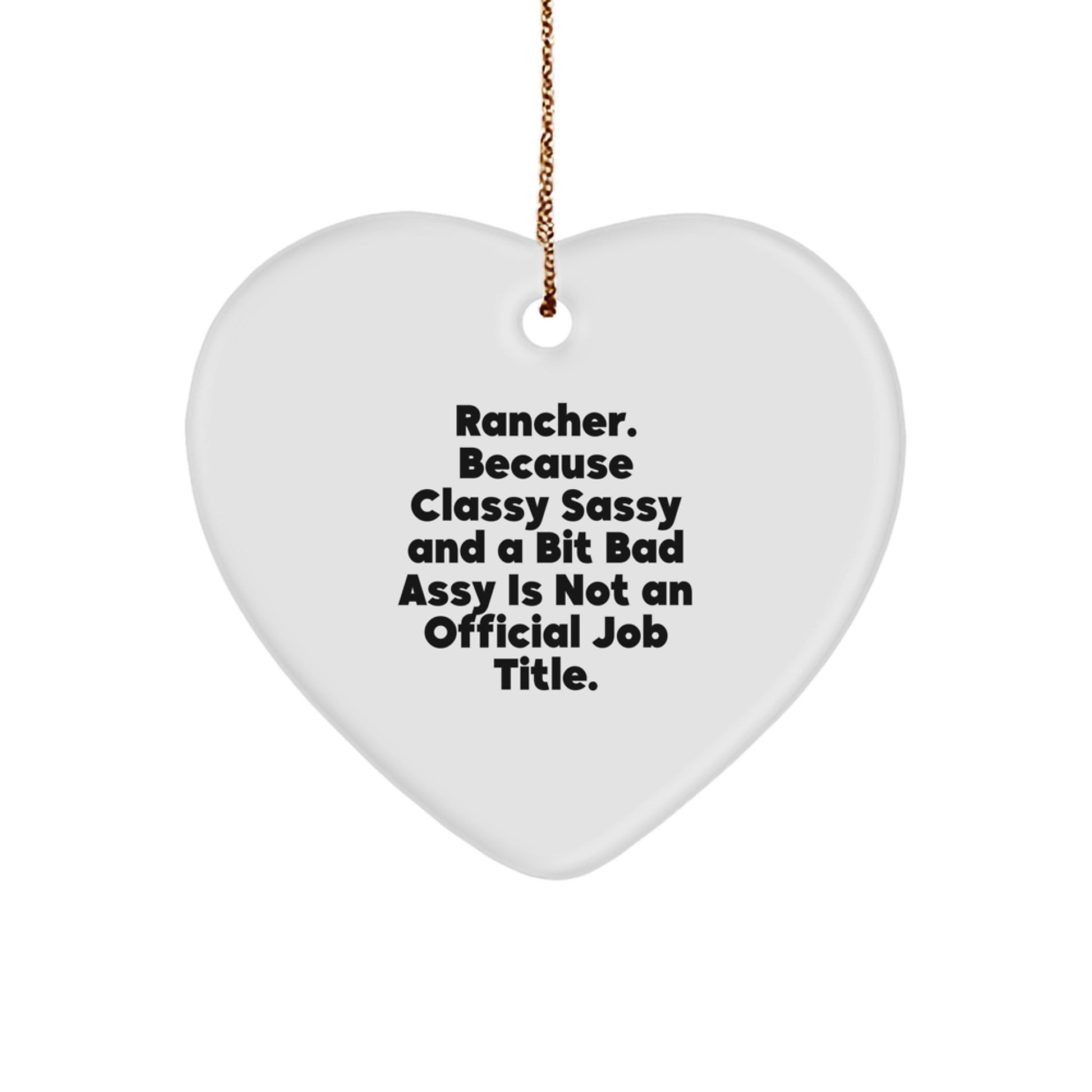 Rancher Gifts from Friends, Heart Ornament for Christmas, Classy Sassy and a Bit Fearlessy Not Official Job Title Funny Quote, Unique Rancher Heart Ornament Gifts for Men, Women, Coworkers, Family - Image 1