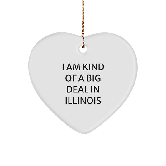 Funny Illinois Gifts from Men, Heart Ornament with I Am Kind Of A Prime Selection Quote, Perfect Christmas Unique Gifts for Illinois Family - Image 1