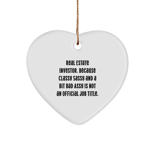 Funny Real Estate Investor Christmas Unique Gifts from Family - Heart Ornament for Men Women Friends - Image 1