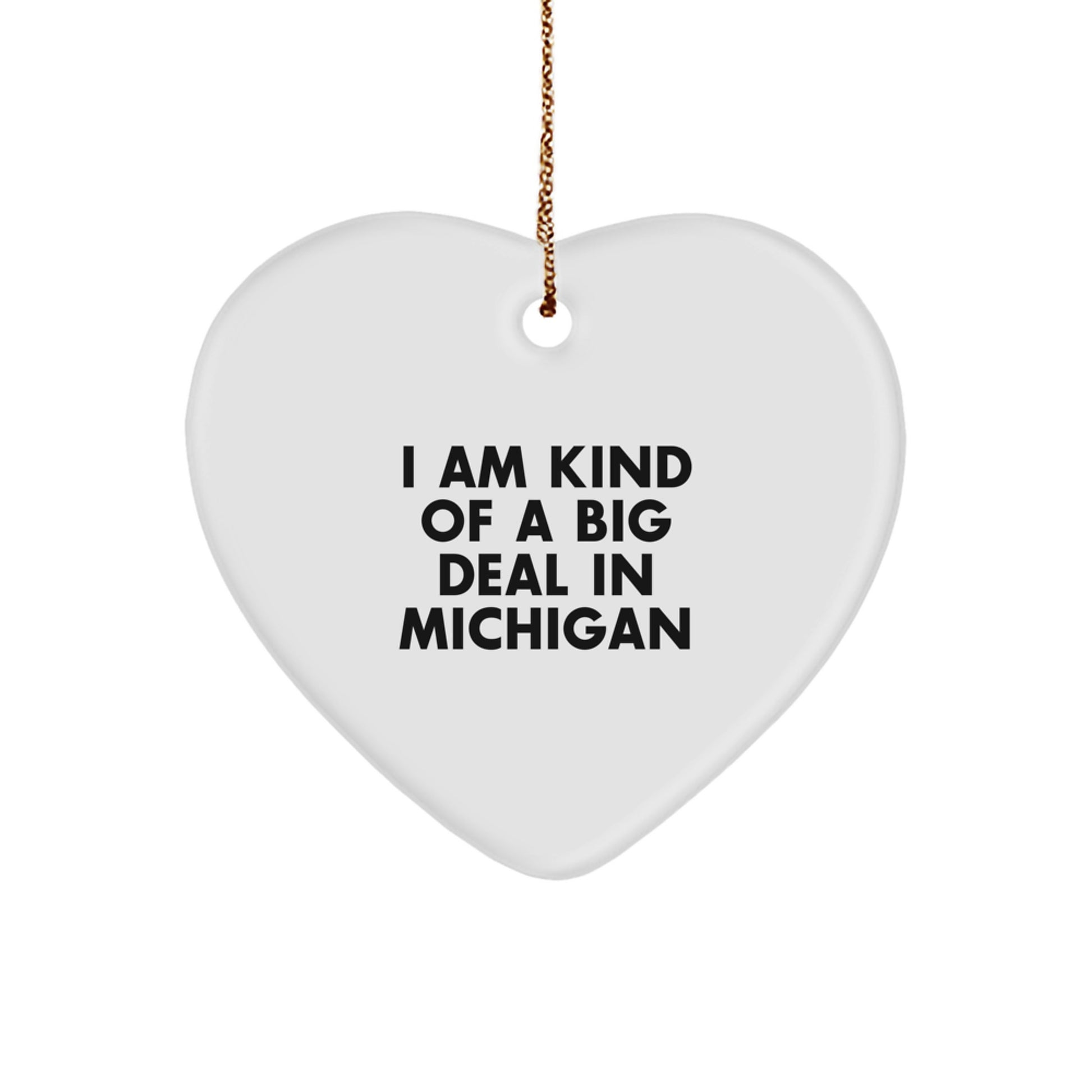Funny Michigan Heart Ornament Gifts from Michigan to Michigan Friends for Christmas - Image 1