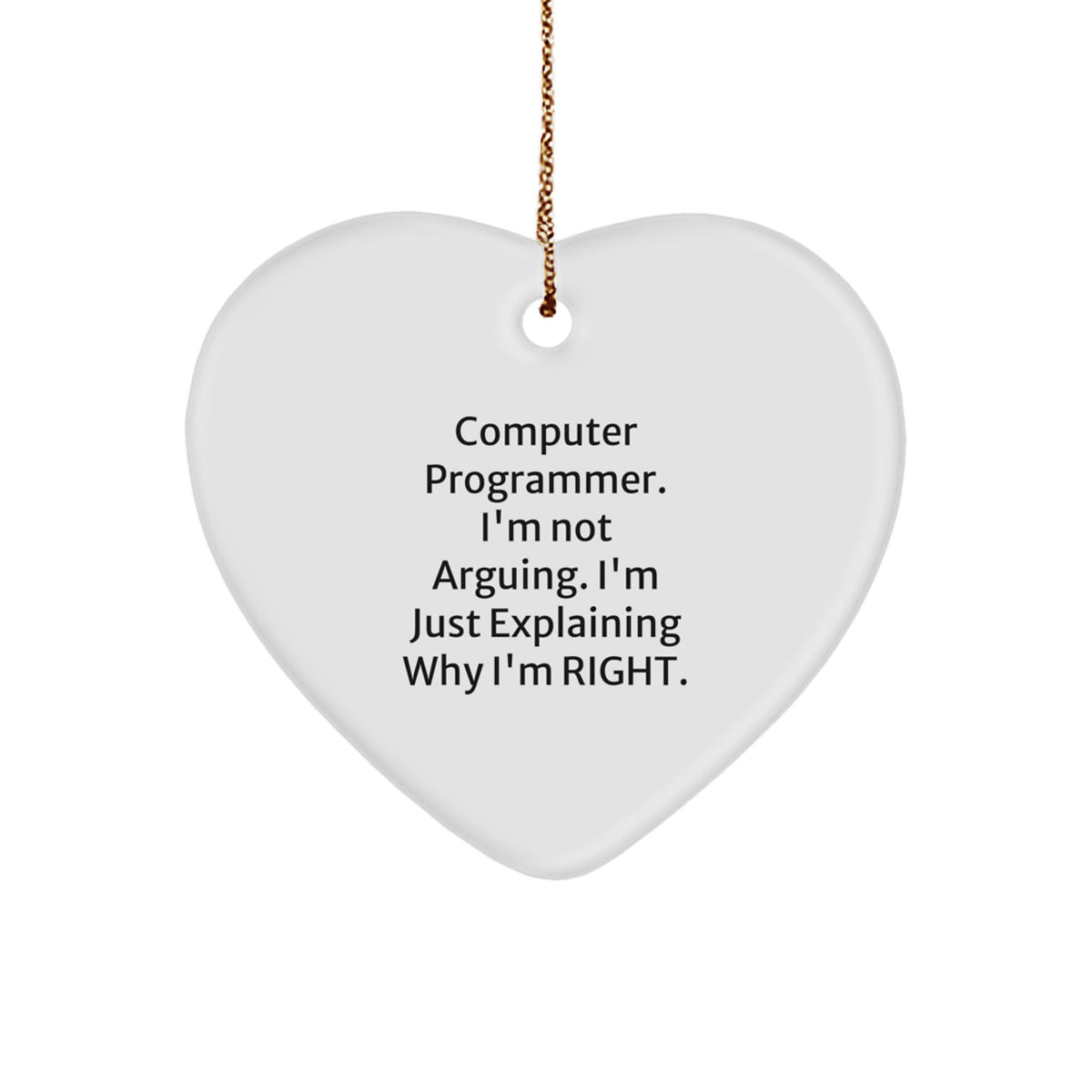 Funny Computer Programmer Heart Ornament for Friends Christmas Unique Gift - Image 1