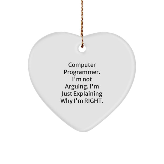 Funny Computer Programmer Heart Ornament for Friends Christmas Unique Gift - Image 1