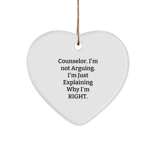 Counselor's Humor, Heart Ornament Gifts from Friends for Christmas - Image 1