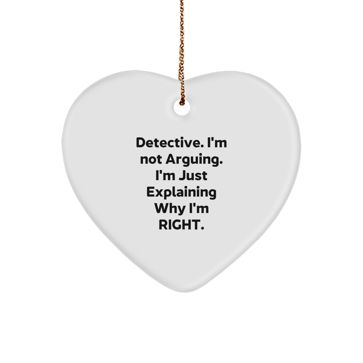 Funny Detective Heart Ornament Gifts from Men to Detective Friends and Family at Christmas - Image 1