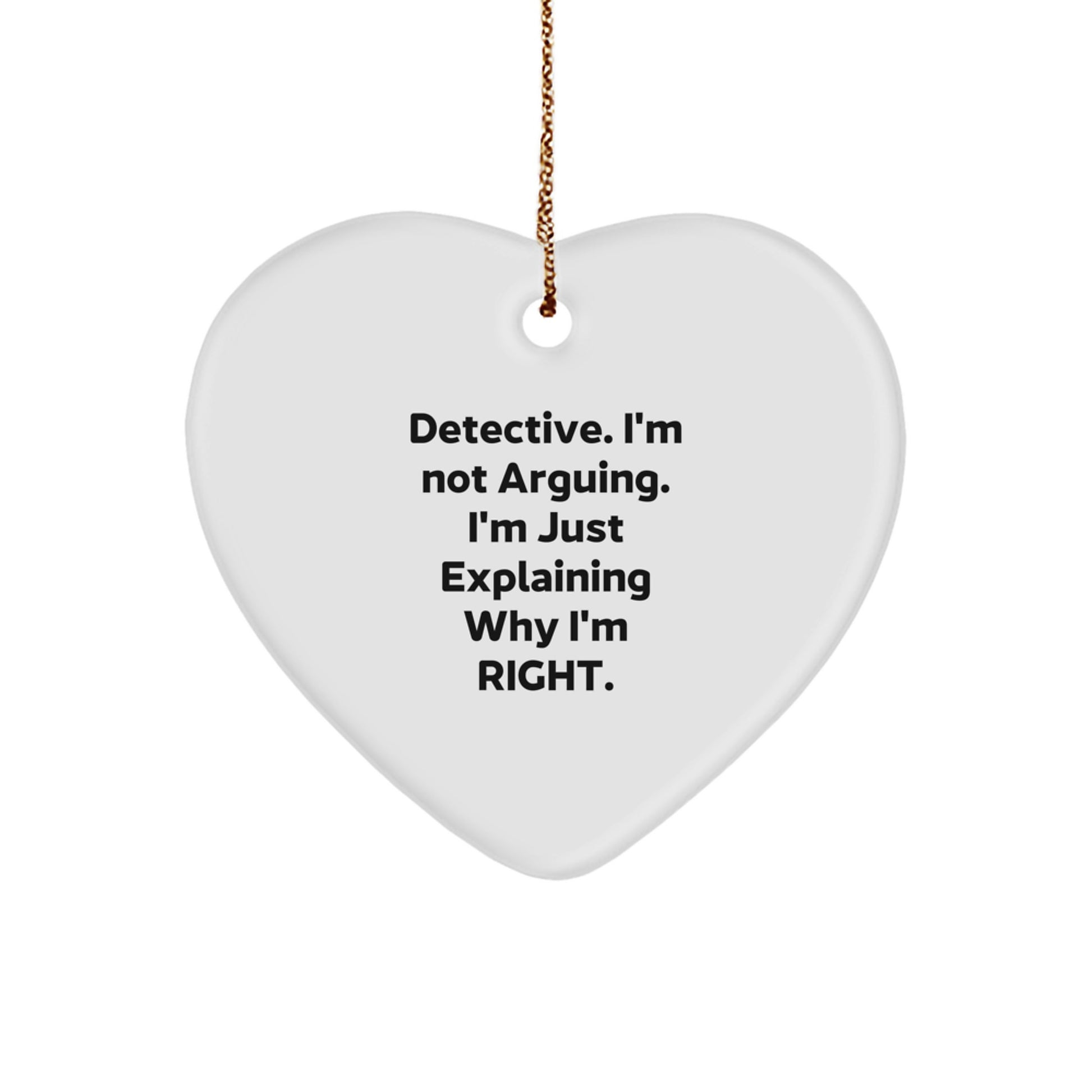 Funny Detective Heart Ornament Gifts from Men to Detective Friends and Family at Christmas - Image 1