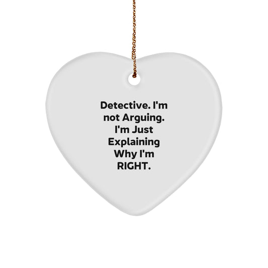 Funny Detective Heart Ornament Gifts from Men to Detective Friends and Family at Christmas - Image 1