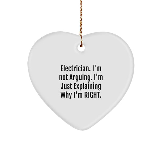 Funny Electrician Christmas Unique Gifts from Friends for Electrician Men Heart Ornament - Image 1