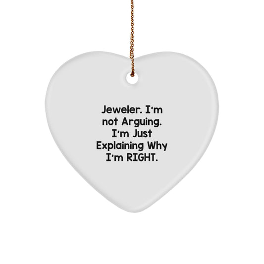 Jeweler's Humorous Heart Ornament, Funny Quote Gifts from Friends, Ideal Gifts for Jeweler Men, Women, or Coworkers for Christmas - Image 1
