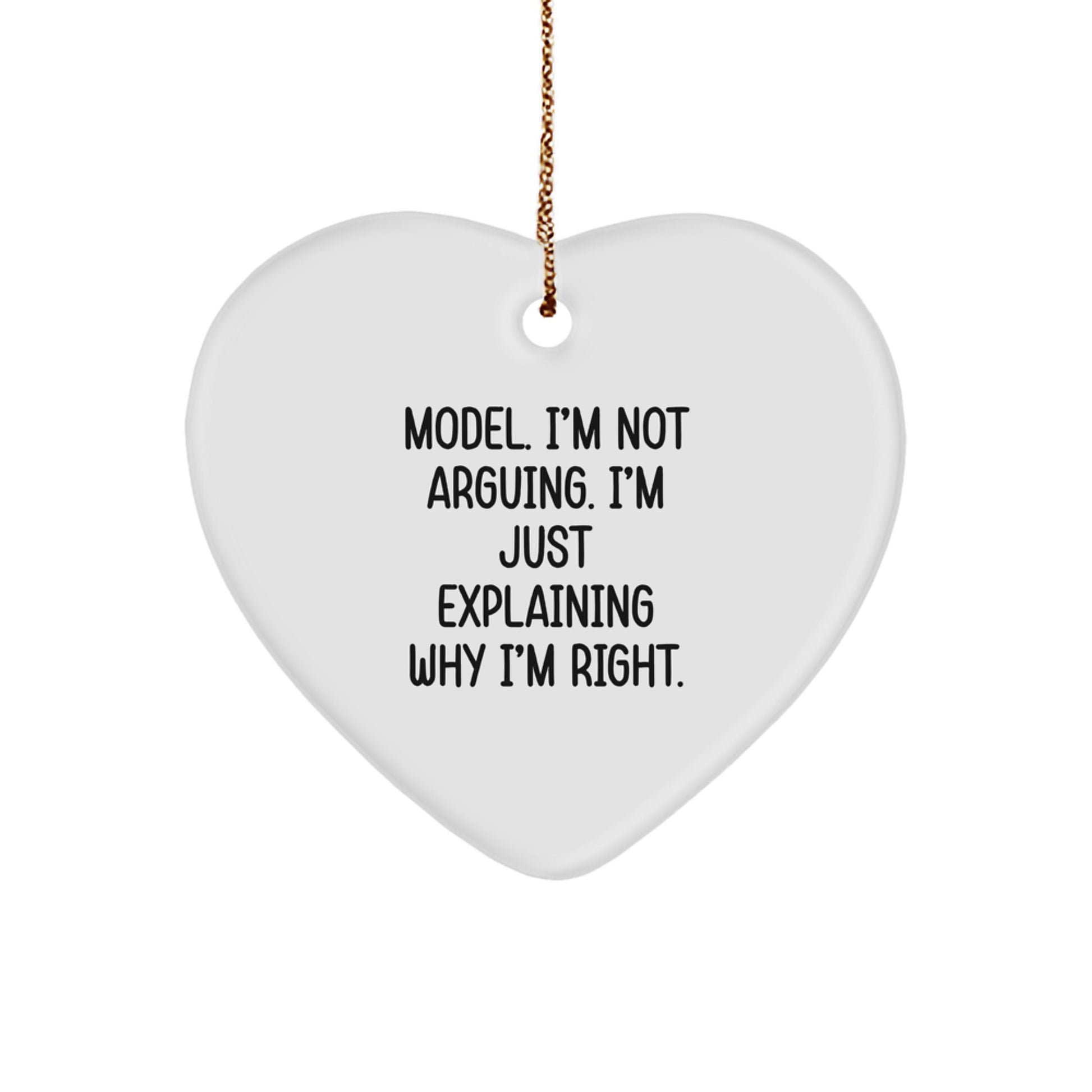 Funny Model Gifts from Friends, Heart Ornament with White Heart Shaped, 'I'm Not Arguing. I'm Just Explaining Why I'm Right.' for Model, Christmas Unique Gifts - Image 1