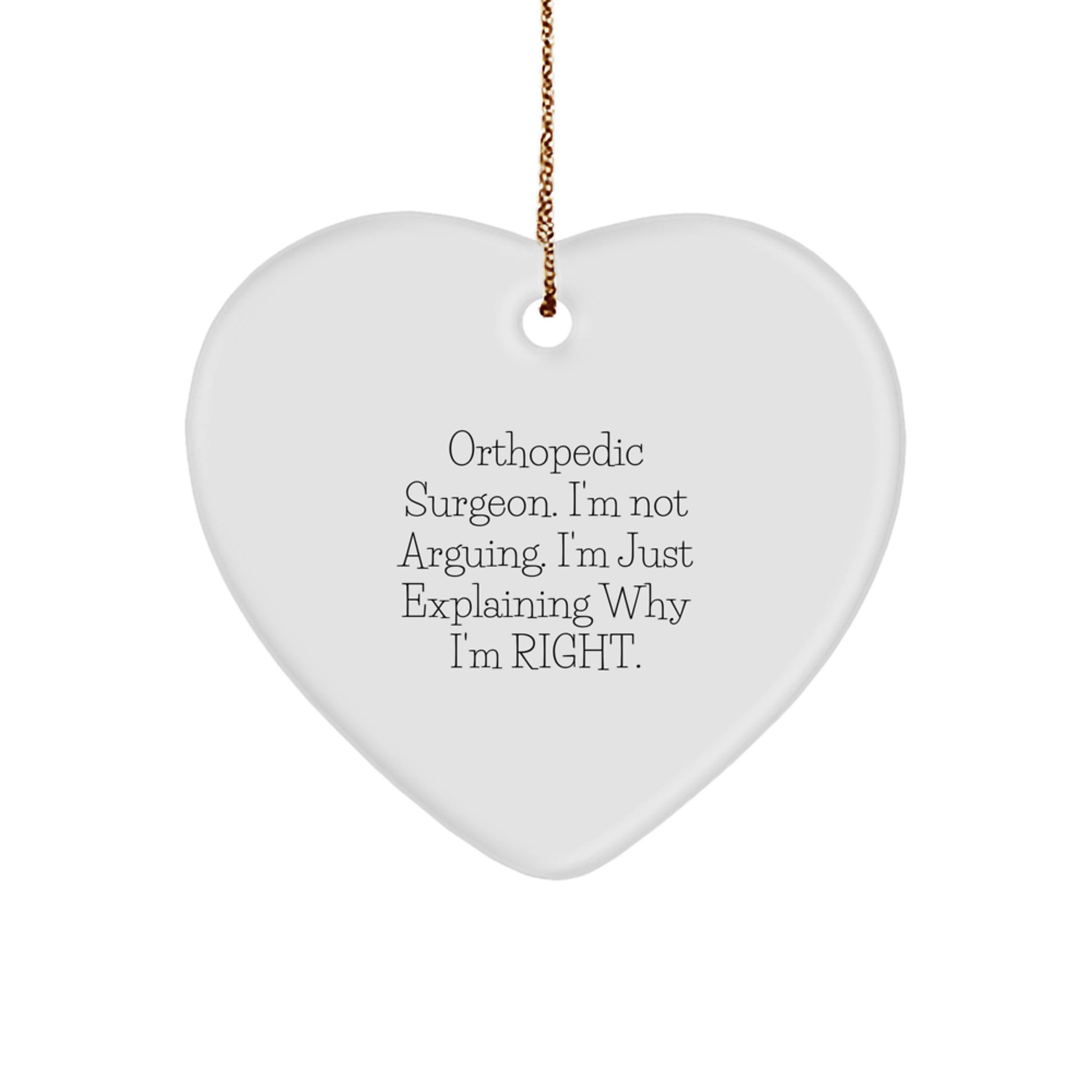 Orthopedic Surgeon Gifts from Family - Heart Ornament with 'I'm Not Arguing. I'm Just Explaining Why I'm Right.' Quote for Chrismas - Image 1