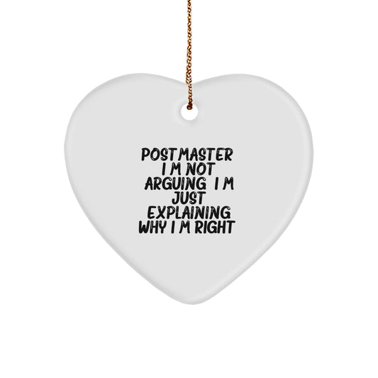 Funny Postmaster Gifts from Friends, Unique Heart Ornament for Postmaster, Christmas Unique Gifts for Postmaster - Image 1