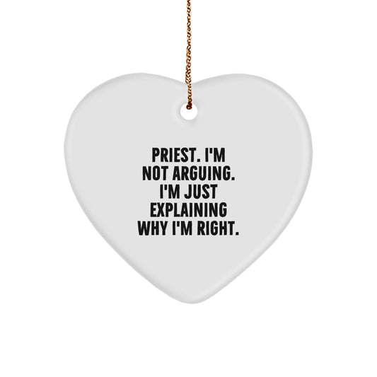 Funny Priest Gifts from Friends for Men - Heart Ornament Christmas Unique Presents - Image 1