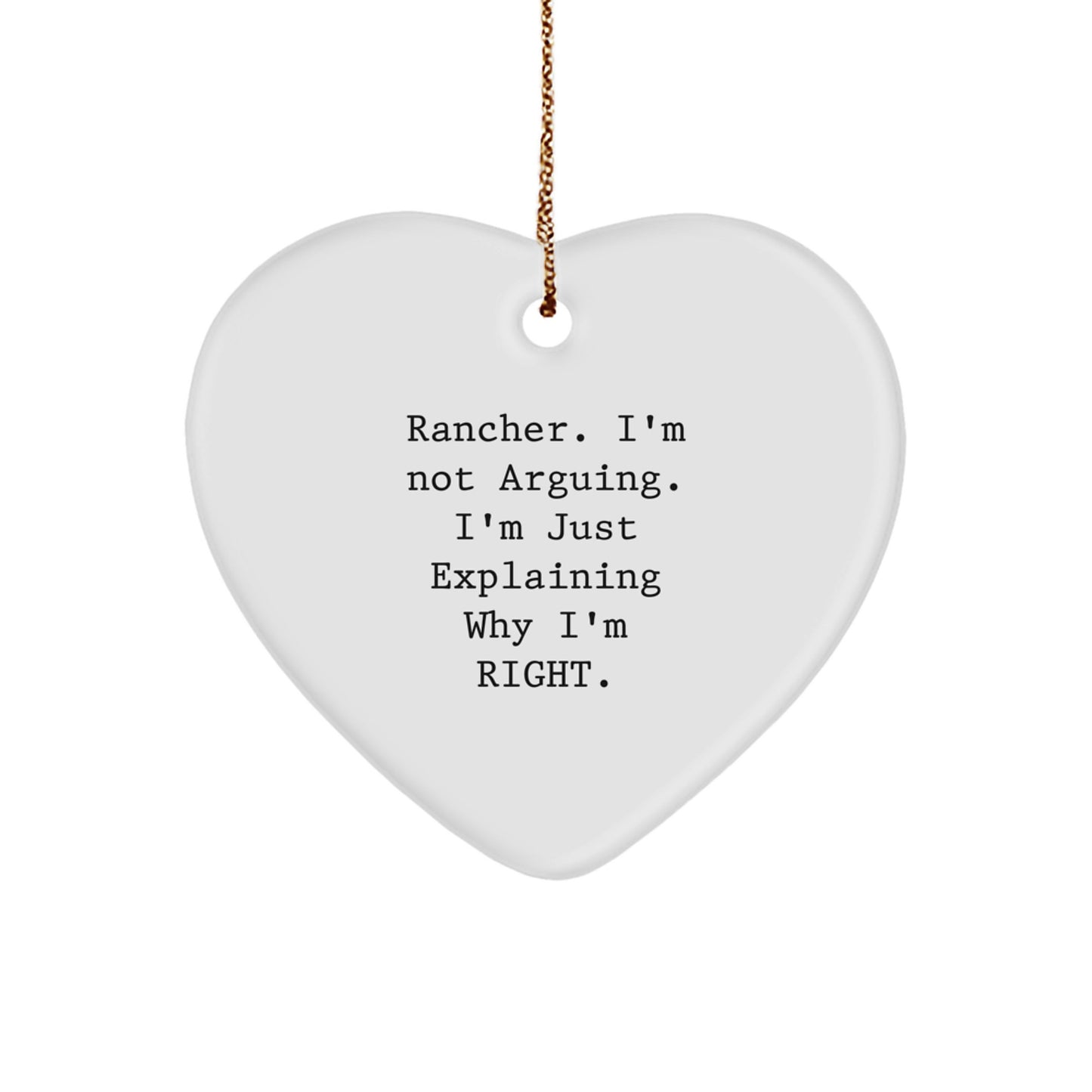 Funny Rancher Gifts from Men - Heart Ornament for Rancher Friends - Christmas Unique Gifts for Ranchers - Image 1