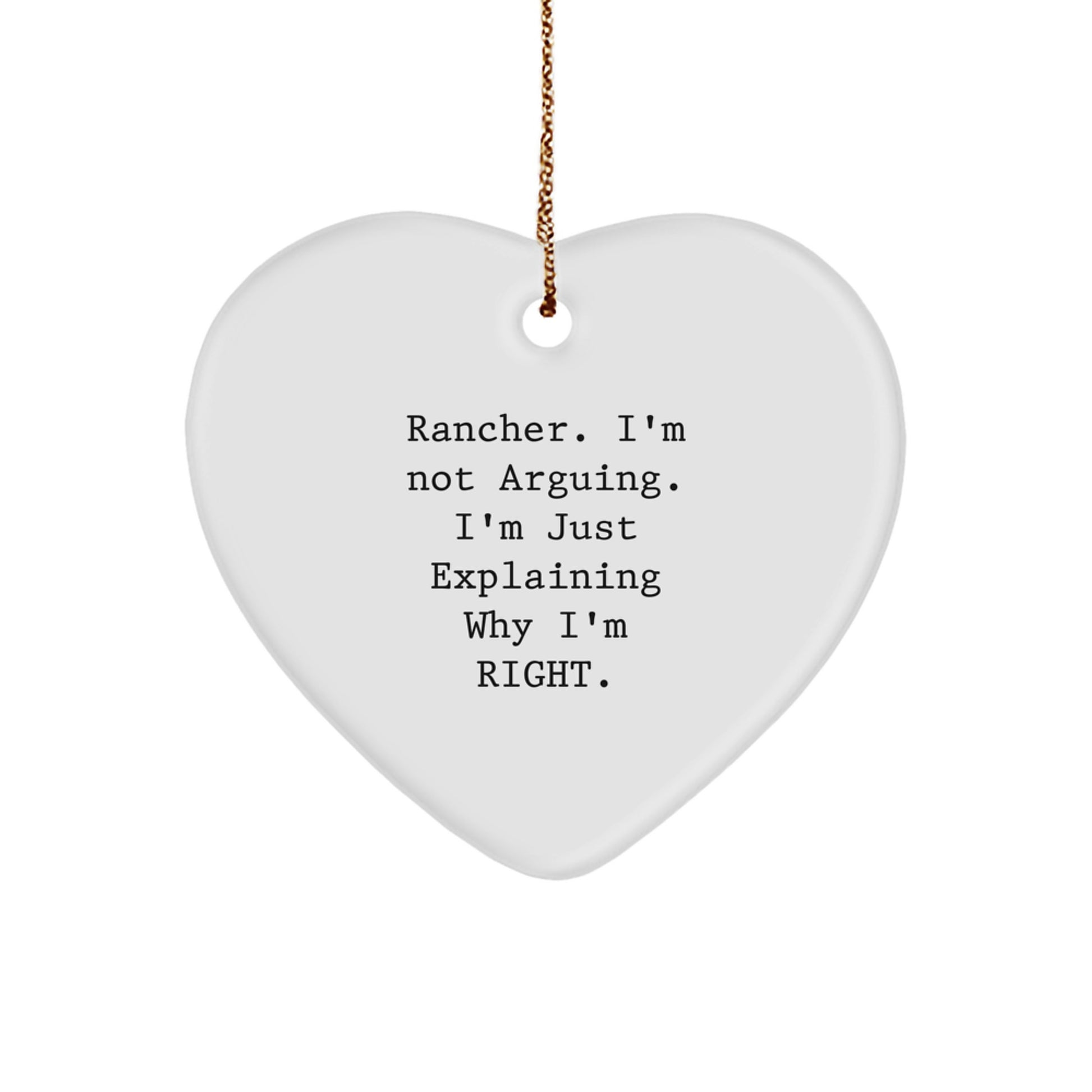 Funny Rancher Gifts from Men - Heart Ornament for Rancher Friends - Christmas Unique Gifts for Ranchers - Image 1