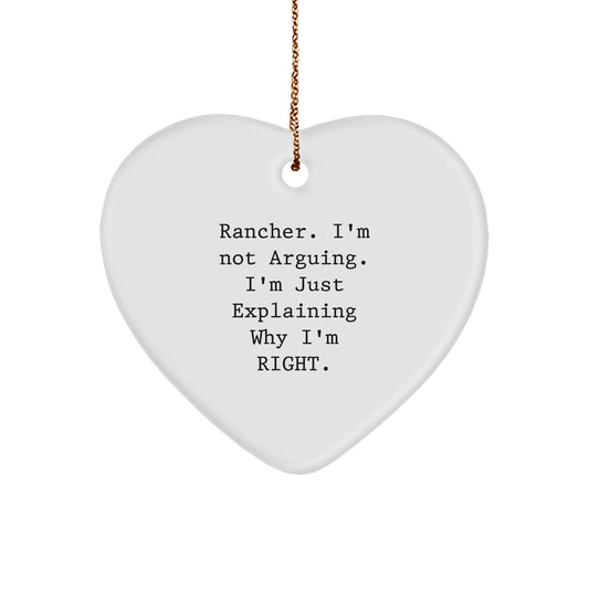 Funny Rancher Gifts from Men - Heart Ornament for Rancher Friends - Christmas Unique Gifts for Ranchers - Image 1