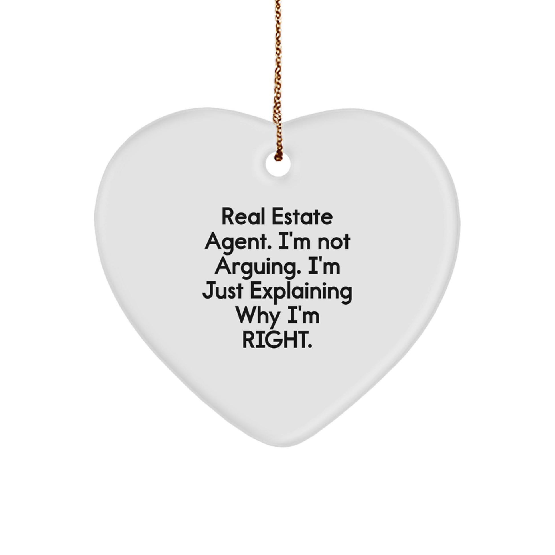 Funny Real Estate Agent Heart Ornament Gifts from Friends, Coworkers, or Family for Christmas Unique Presents - Image 1