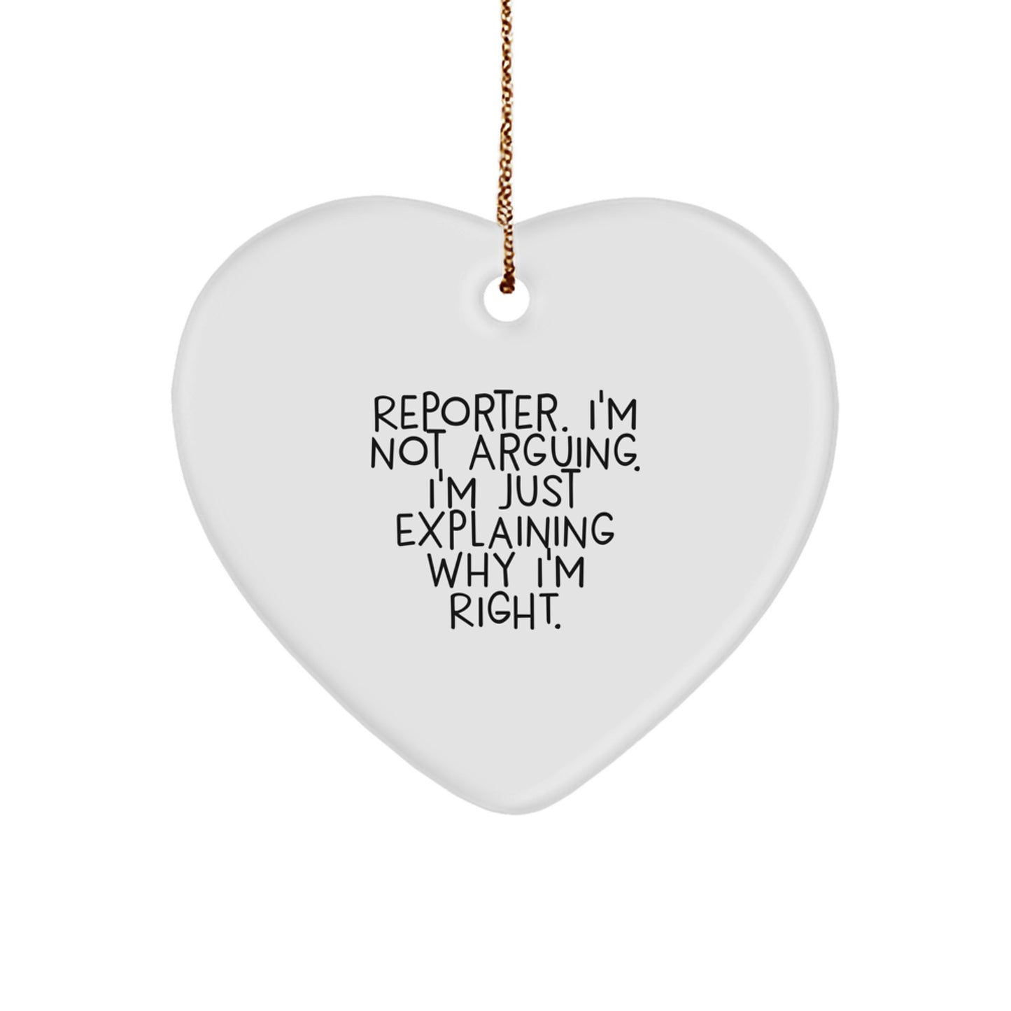 Funny Reporter Christmas Heart Ornament Gifts from Friends, Unique Christmas Unique Gifts for Reporter, Heart-Shaped Ornament - Image 1