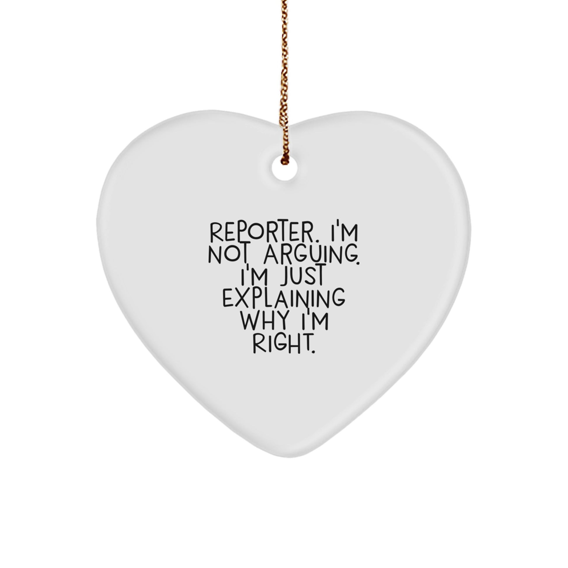 Funny Reporter Christmas Heart Ornament Gifts from Friends, Unique Christmas Unique Gifts for Reporter, Heart-Shaped Ornament - Image 1