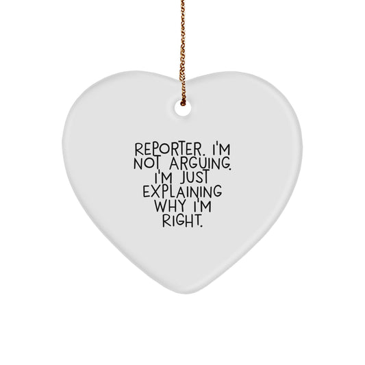 Funny Reporter Christmas Heart Ornament Gifts from Friends, Unique Christmas Unique Gifts for Reporter, Heart-Shaped Ornament - Image 1