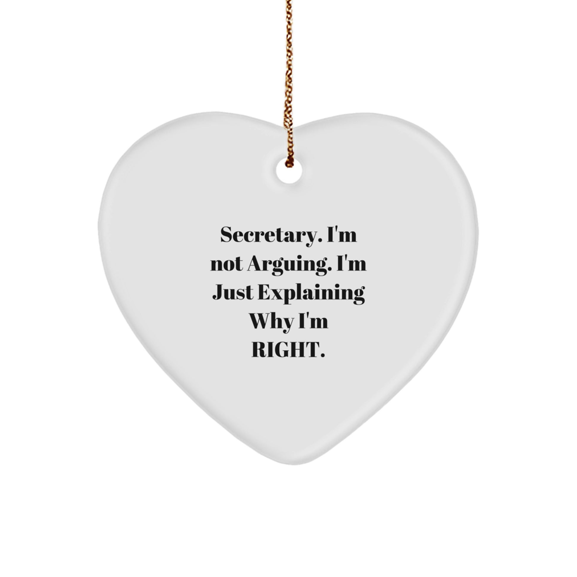 Funny Secretary Heart Ornament Gifts from Friends, Coworkers, Family - Christmas Unique Gifts for Secretary, Men, Women - Image 1