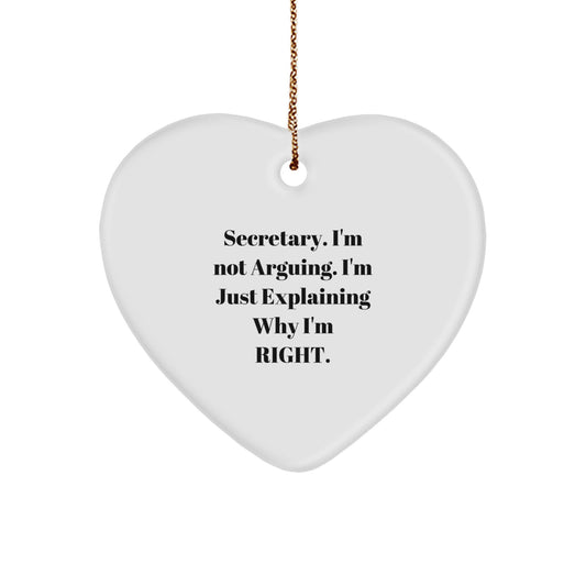 Funny Secretary Heart Ornament Gifts from Friends, Coworkers, Family - Christmas Unique Gifts for Secretary, Men, Women - Image 1