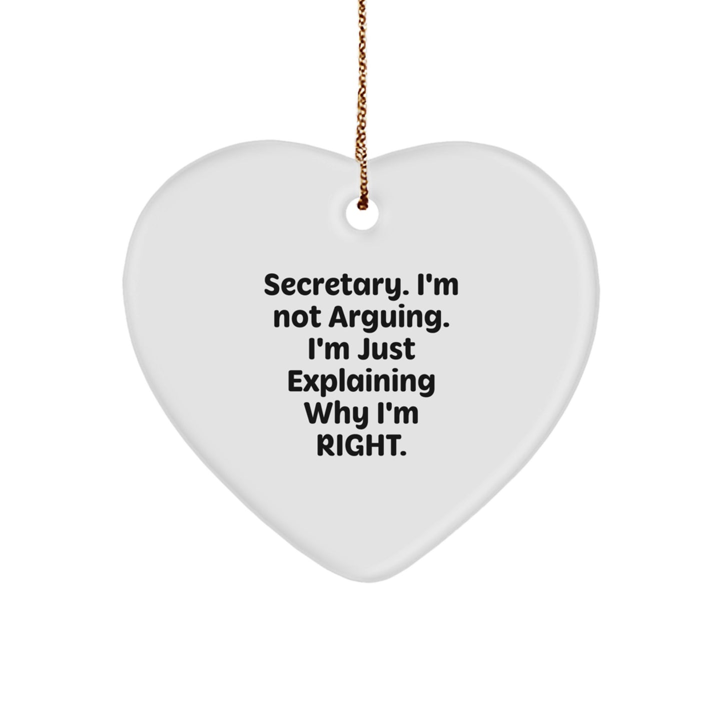 Funny Secretary Heart Ornament Gifts from Men to Women Coworkers Colleagues Secretary Office Decorations Christmas Unique Gifts - Image 1
