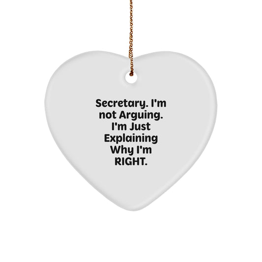Funny Secretary Heart Ornament Gifts from Men to Women Coworkers Colleagues Secretary Office Decorations Christmas Unique Gifts - Image 1