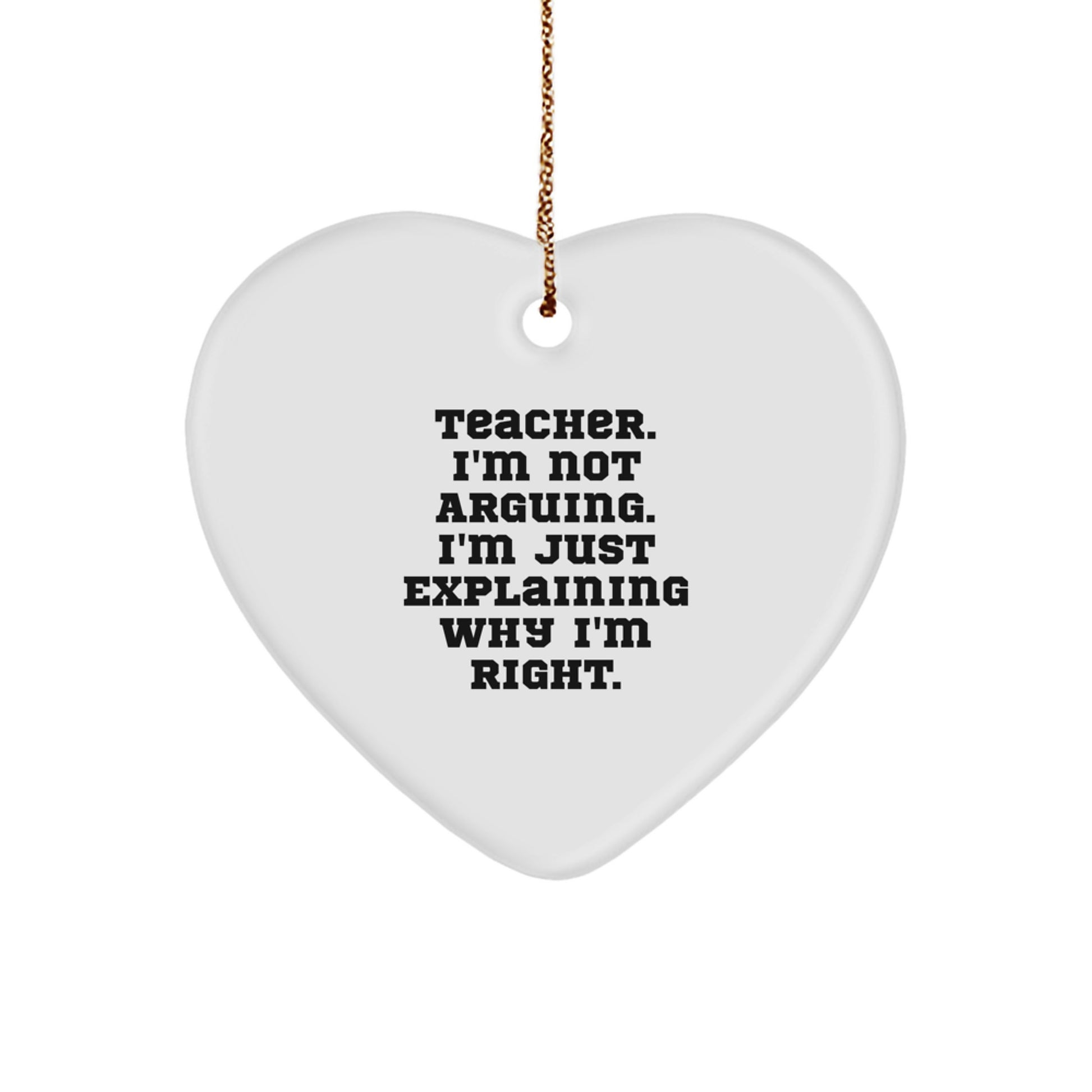 Funny Teacher Gifts from Men, Heart Ornament with Inspirational Quote, Gifts for Teacher, Christmas Unique Gifts - Image 1