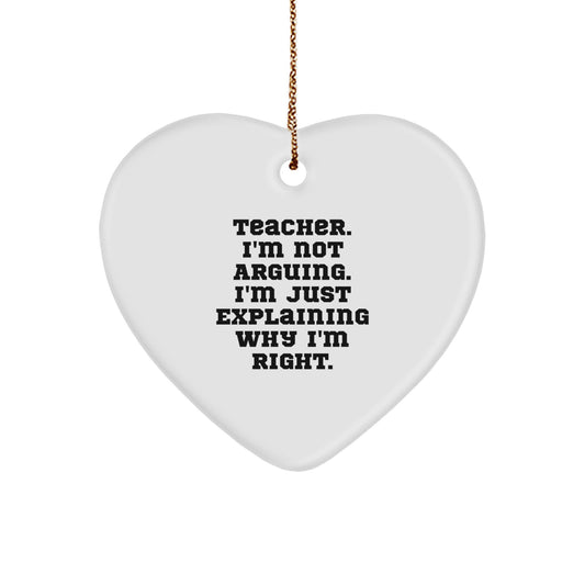 Funny Teacher Gifts from Men, Heart Ornament with Inspirational Quote, Gifts for Teacher, Christmas Unique Gifts - Image 1