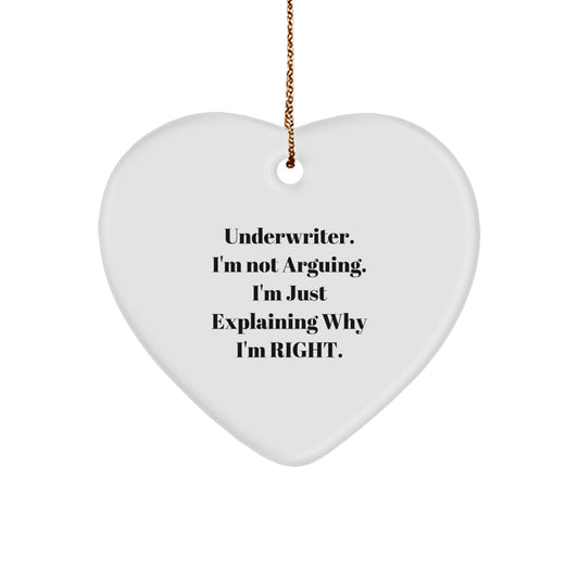 Funny Underwriter Gifts from Men to Underwriter, Heart Ornament for Christmas Unique Gifts - Image 1