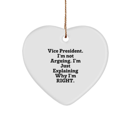 Funny Vice President Gifts from Friends and Family - Vice President Heart Ornament with Inspirational Quote for Christmas Unique Gifts - Image 1