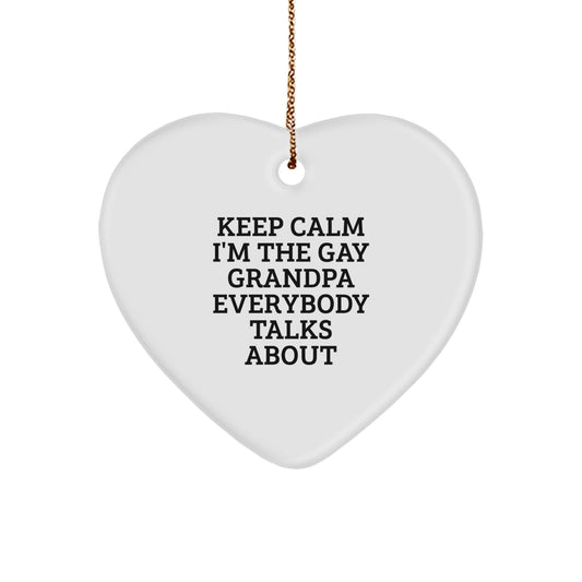 Christmas Gift Keep Calm Gay Grandpa Ornament - A Festive Present - Image 1