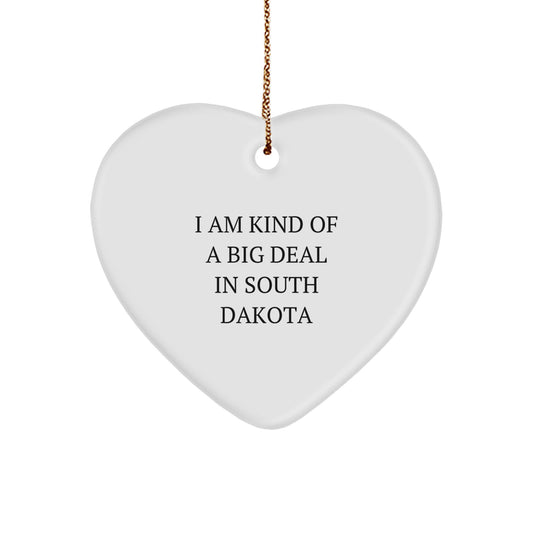 Funny South Dakota Heart Ornament Gifts from Men to Women Friends or Family Members who Love Christmas in the Mount Rushmore State - Image 1